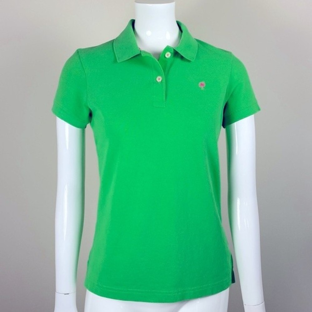 LILLY PULITZER Island Polo Shirt Green Women’s Short Sleeve Top Woman Small